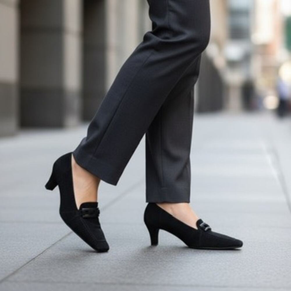 Stuart Weitzman Women's Black‎ Suede Block Heel Pumps Size 7 Vintage